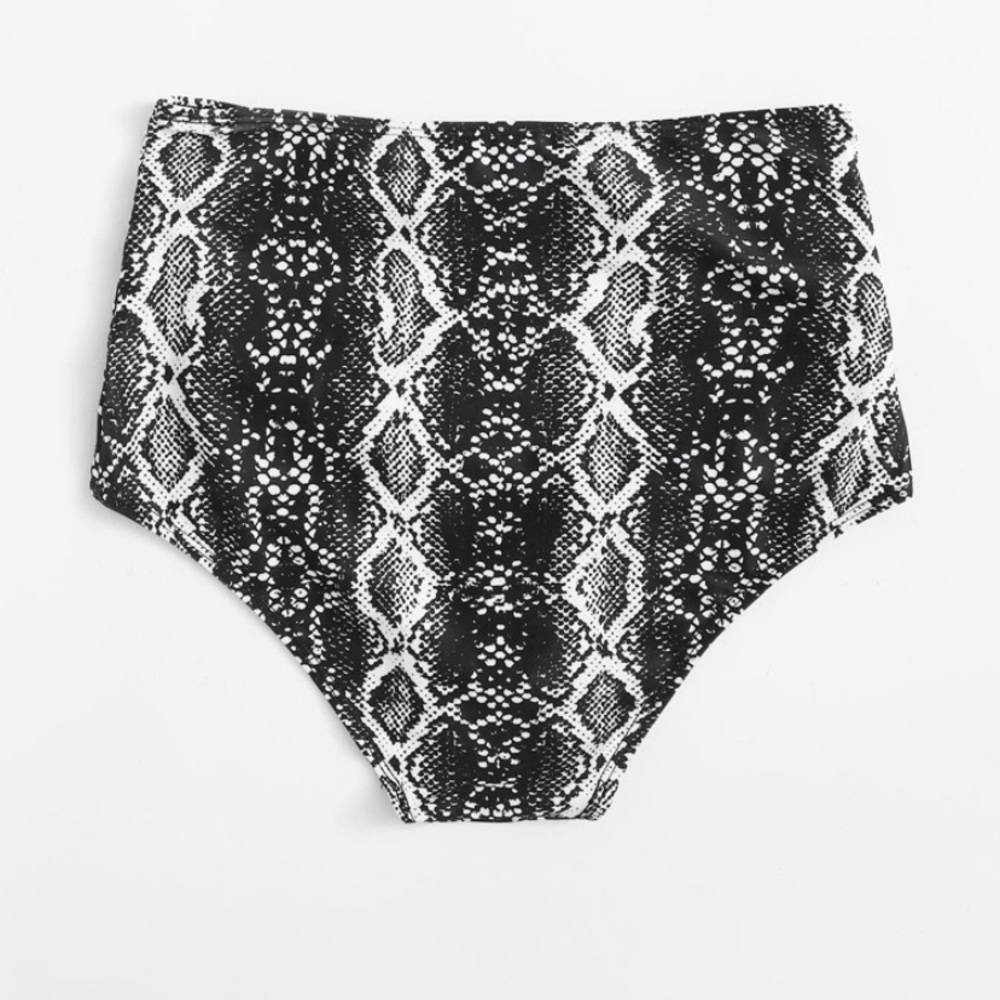 Snakeskin Ruched High Waisted Bikini Bottom